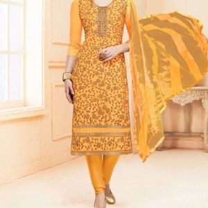 Orange Cotton Kameez With Churidar